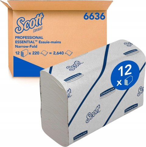 Scott 6636 Ręczniki Papierowy 12 opakowań Szary 2640 sztuk