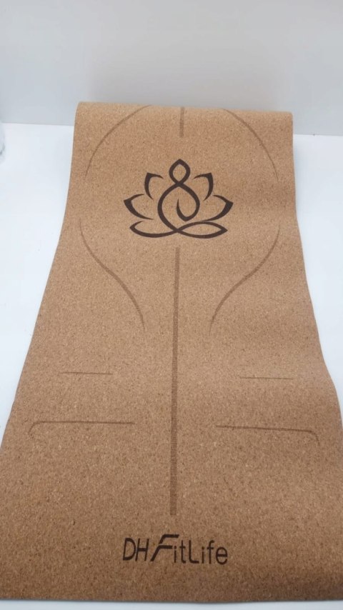 Mata do jogi fitness z korka 183 cm x 61 cm brązowy