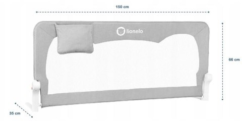 Barierka Ochronna do łóżka Lionelo Hanna 66x150 cm szara