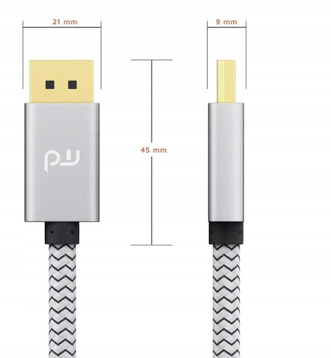 KABEL PRZEDŁUŻACZ DISPLAYPORT 1.4 DP do DP 8K 1m