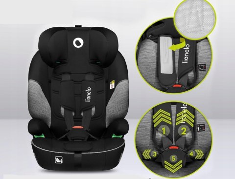 Fotelik samochodowy 76-100cm 9-36kg SZEROKIE SIEDZISKO I-SIZE Lionelo Levi