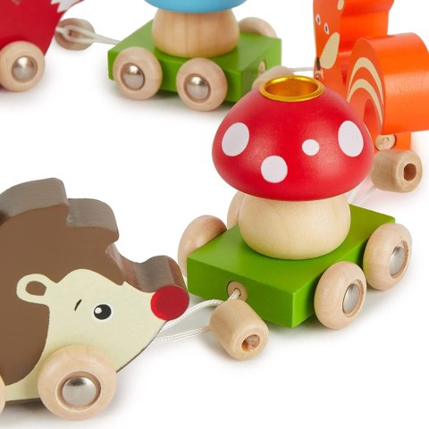 Bieco Drewniany pociąg urodzinowy z cyferkami 1-9 ZE ZWIERZAKAMI